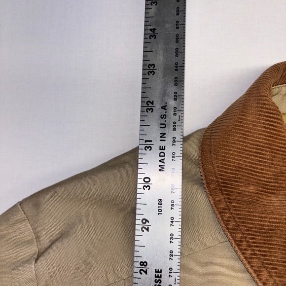 LL Bean Womens XL Barn Coat Tan Cotton Canvas Quilted Thinsulate Jacket 267097 - Picture 4 of 8